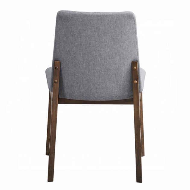 DN02925 7Pc Dining Set Kaela Light Gray Fabric & Walnut Mid-Century Modern Collection By Acme Furniture