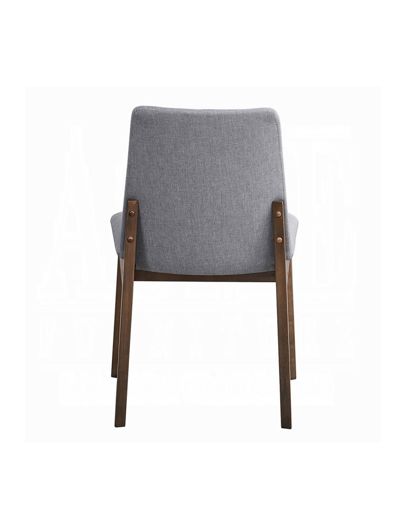 DN02925 7Pc Dining Set Kaela Light Gray Fabric & Walnut Mid-Century Modern Collection By Acme Furniture