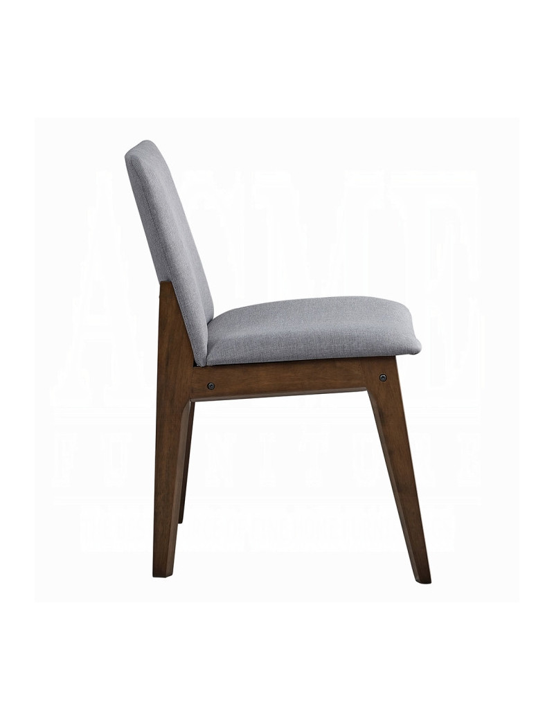 DN02925 7Pc Dining Set Kaela Light Gray Fabric & Walnut Mid-Century Modern Collection By Acme Furniture