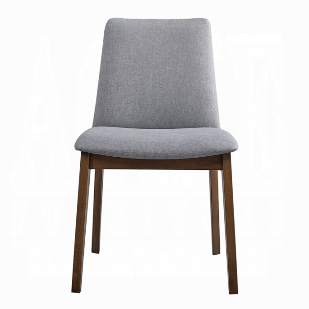 DN02925 7Pc Dining Set Kaela Light Gray Fabric & Walnut Mid-Century Modern Collection By Acme Furniture