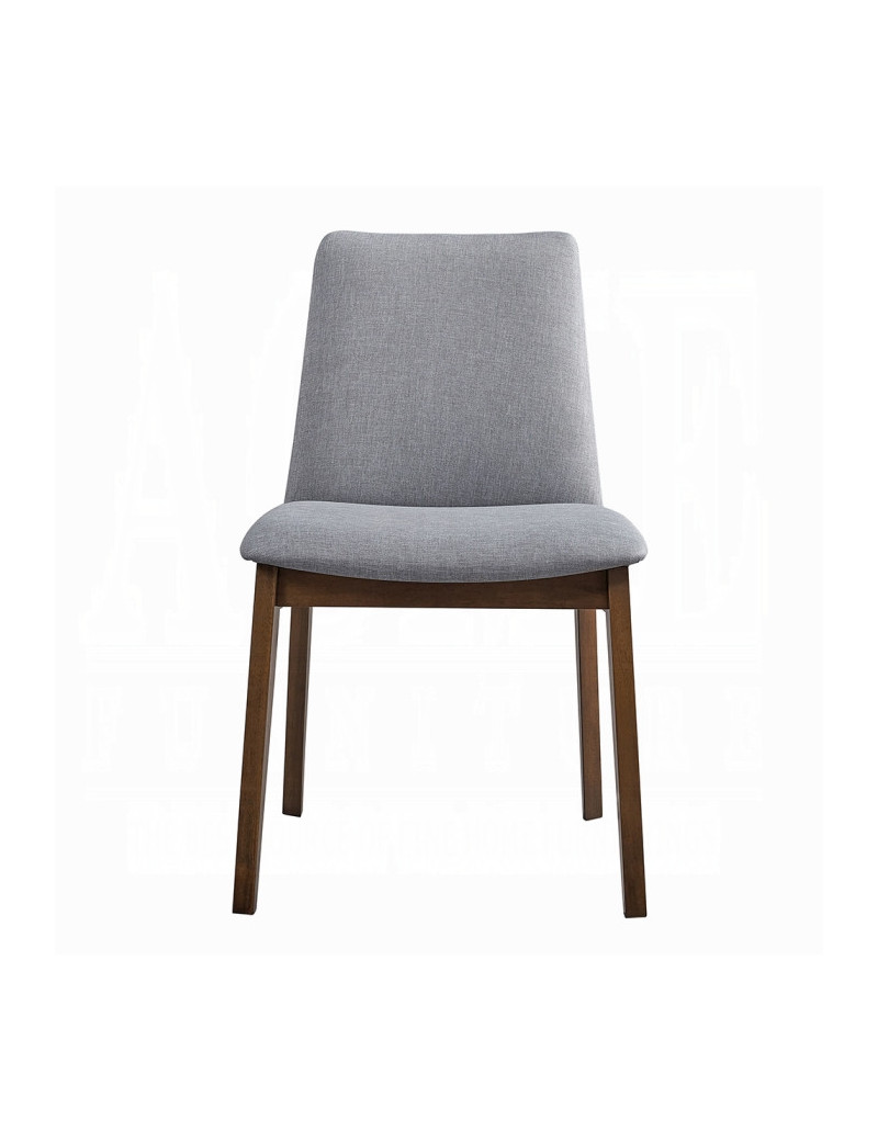 DN02925 7Pc Dining Set Kaela Light Gray Fabric & Walnut Mid-Century Modern Collection By Acme Furniture