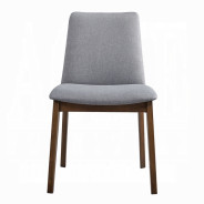 DN02925 7Pc Dining Set Kaela Light Gray Fabric & Walnut Mid-Century Modern Collection By Acme Furniture