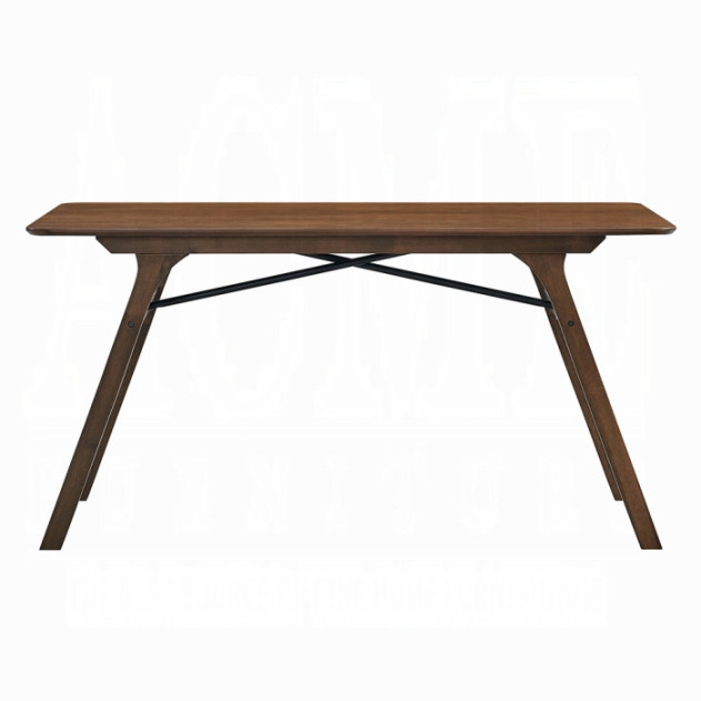 DN02925 7Pc Dining Set Kaela Light Gray Fabric & Walnut Mid-Century Modern Collection By Acme Furniture