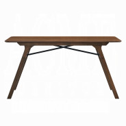 DN02925 7Pc Dining Set Kaela Light Gray Fabric & Walnut Mid-Century Modern Collection By Acme Furniture