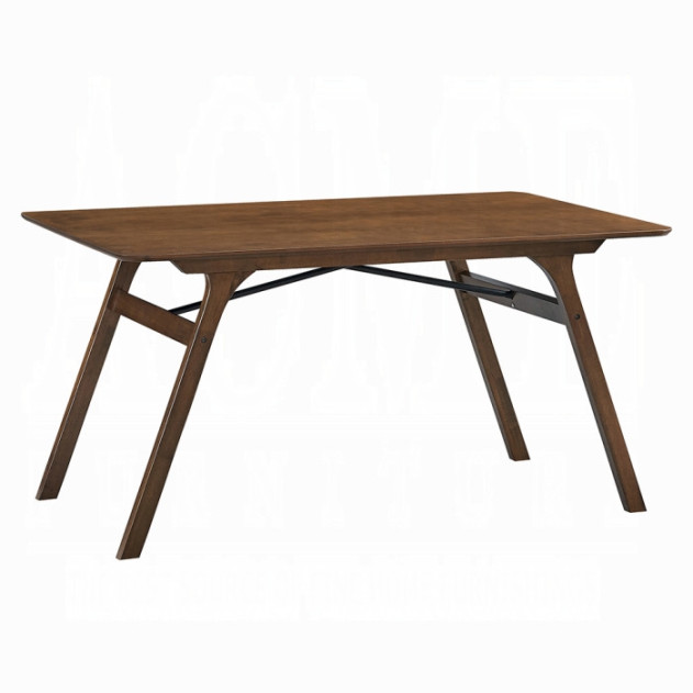 DN02925 7Pc Dining Set Kaela Light Gray Fabric & Walnut Mid-Century Modern Collection By Acme Furniture