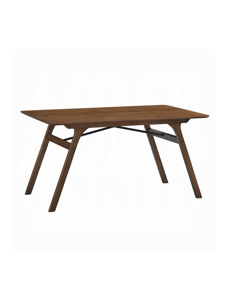DN02925 7Pc Dining Set Kaela Light Gray Fabric & Walnut Mid-Century Modern Collection By Acme Furniture