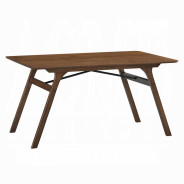 DN02925 7Pc Dining Set Kaela Light Gray Fabric & Walnut Mid-Century Modern Collection By Acme Furniture