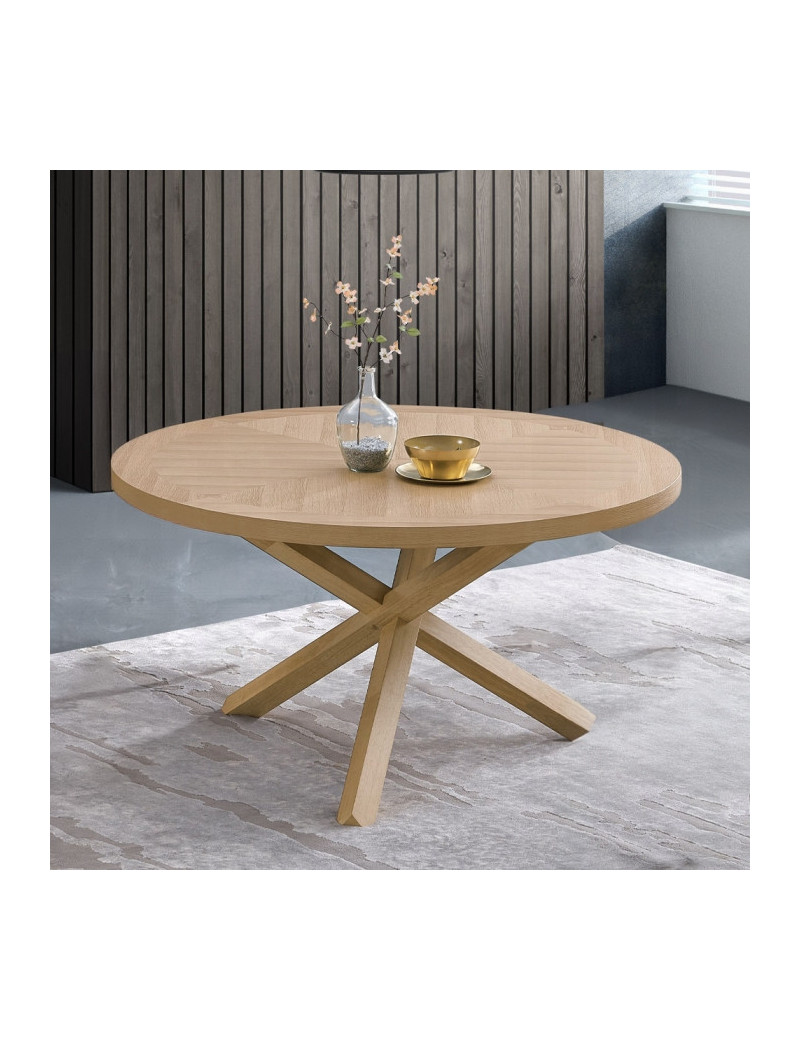 DN02615 5PC Kasem Dining Set Round Table Oak Finish Mid- Century Modern Style By Acme Furniture