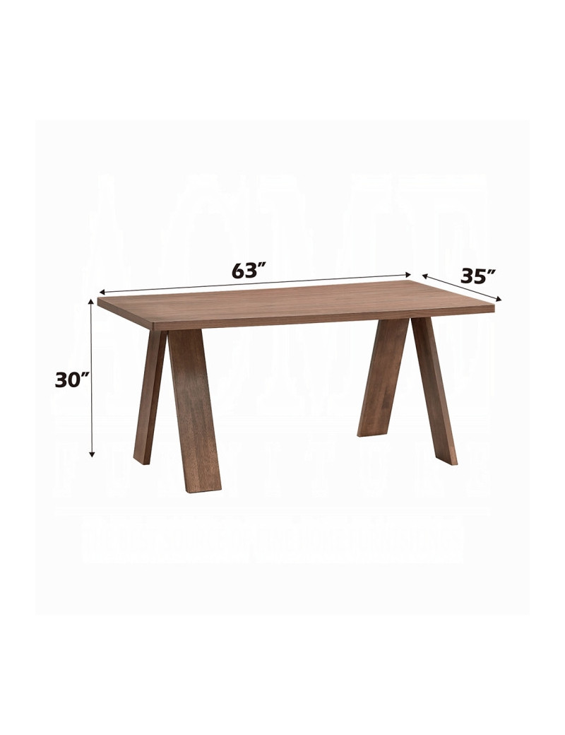 DN04195 7Pc Dining Set Linen & Walnut Finish Sarha Collection Mid-Century Modern Style By Acme Furniture