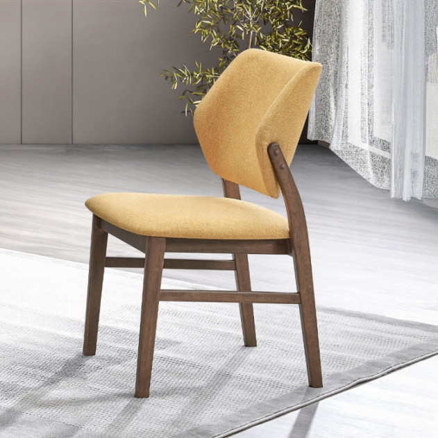 DN04195 7Pc Dining Set Linen & Walnut Finish Sarha Collection Mid-Century Modern Style By Acme Furniture
