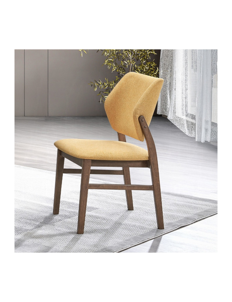 DN04195 7Pc Dining Set Linen & Walnut Finish Sarha Collection Mid-Century Modern Style By Acme Furniture