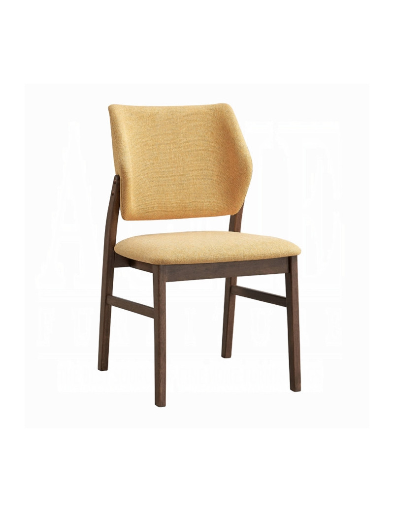 DN04195 7Pc Dining Set Linen & Walnut Finish Sarha Collection Mid-Century Modern Style By Acme Furniture