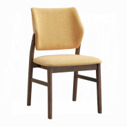 DN04195 7Pc Dining Set Linen & Walnut Finish Sarha Collection Mid-Century Modern Style By Acme Furniture