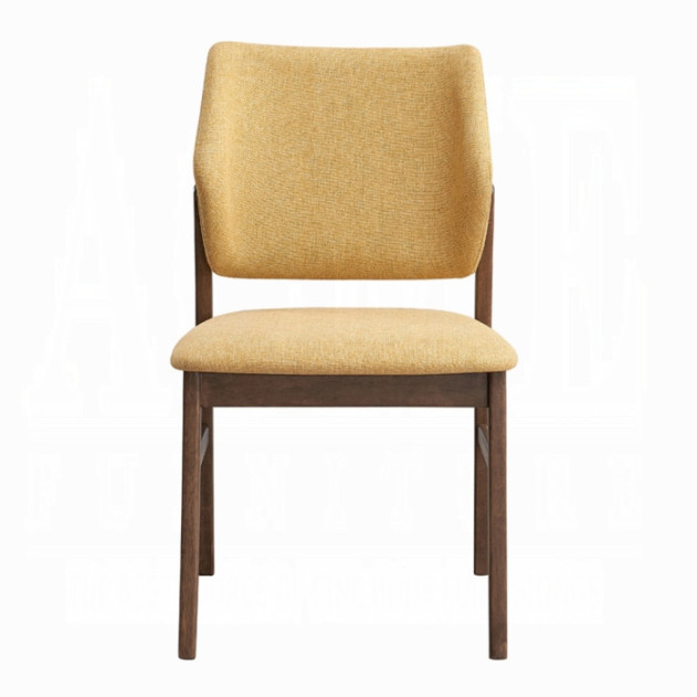 DN04195 7Pc Dining Set Linen & Walnut Finish Sarha Collection Mid-Century Modern Style By Acme Furniture