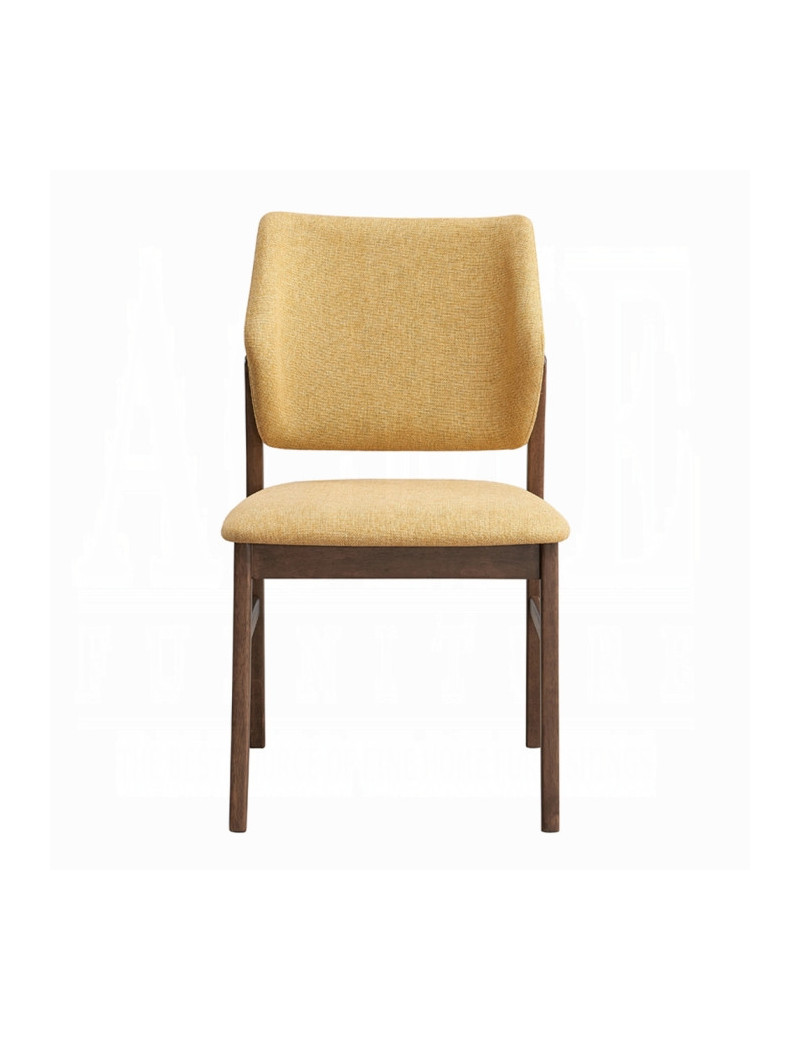 DN04195 7Pc Dining Set Linen & Walnut Finish Sarha Collection Mid-Century Modern Style By Acme Furniture