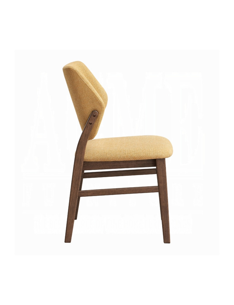 DN04195 7Pc Dining Set Linen & Walnut Finish Sarha Collection Mid-Century Modern Style By Acme Furniture