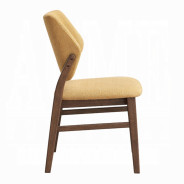 DN04195 7Pc Dining Set Linen & Walnut Finish Sarha Collection Mid-Century Modern Style By Acme Furniture