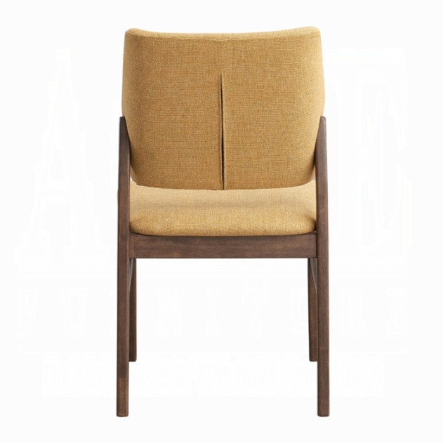DN04195 7Pc Dining Set Linen & Walnut Finish Sarha Collection Mid-Century Modern Style By Acme Furniture