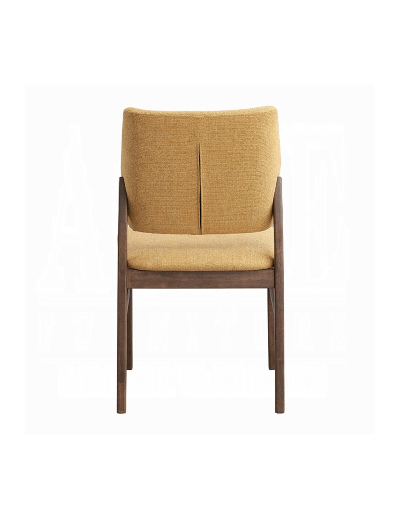 DN04195 7Pc Dining Set Linen & Walnut Finish Sarha Collection Mid-Century Modern Style By Acme Furniture