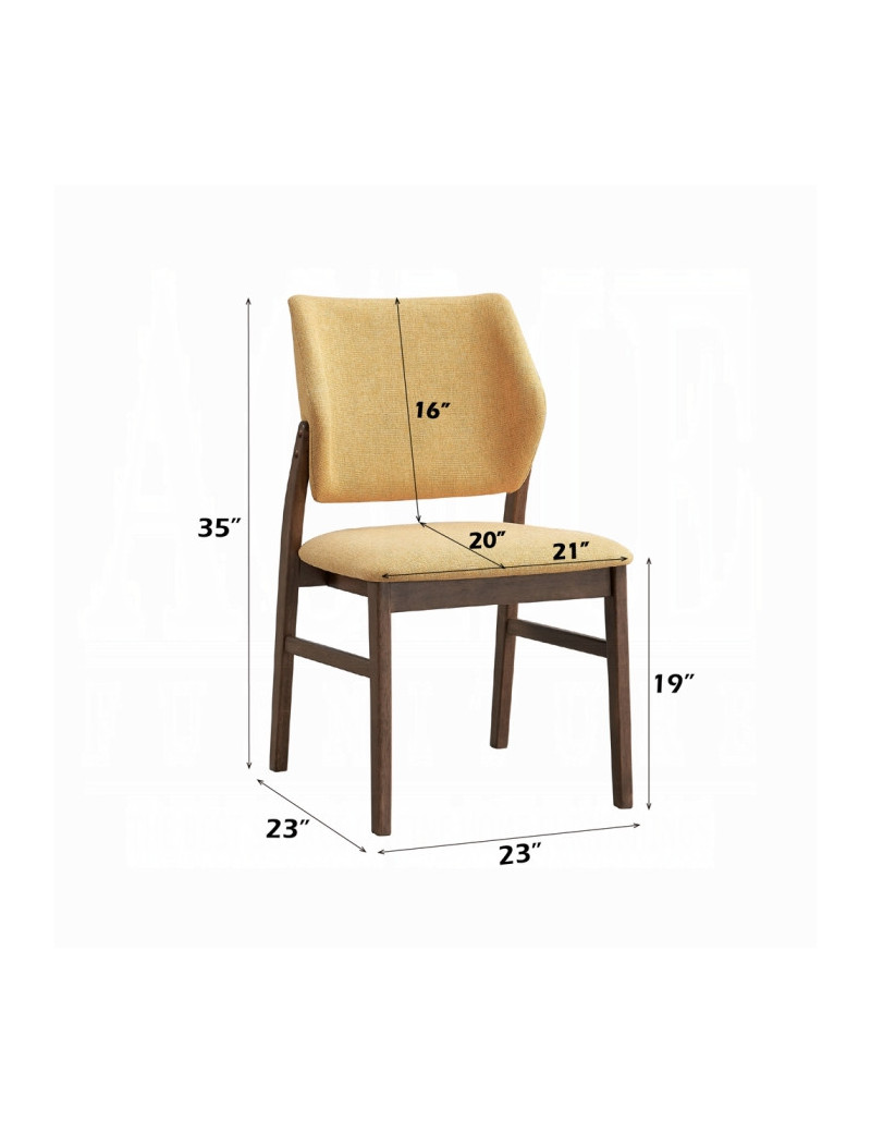 DN04195 7Pc Dining Set Linen & Walnut Finish Sarha Collection Mid-Century Modern Style By Acme Furniture