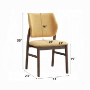DN04195 7Pc Dining Set Linen & Walnut Finish Sarha Collection Mid-Century Modern Style By Acme Furniture