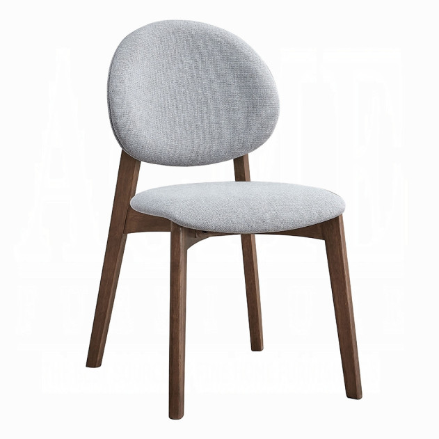 DN04165 5Pc Dining set Hadasa Collection Light Gray Linen & Walnut Finish Mid- Century Modern Style By Acme Furniture