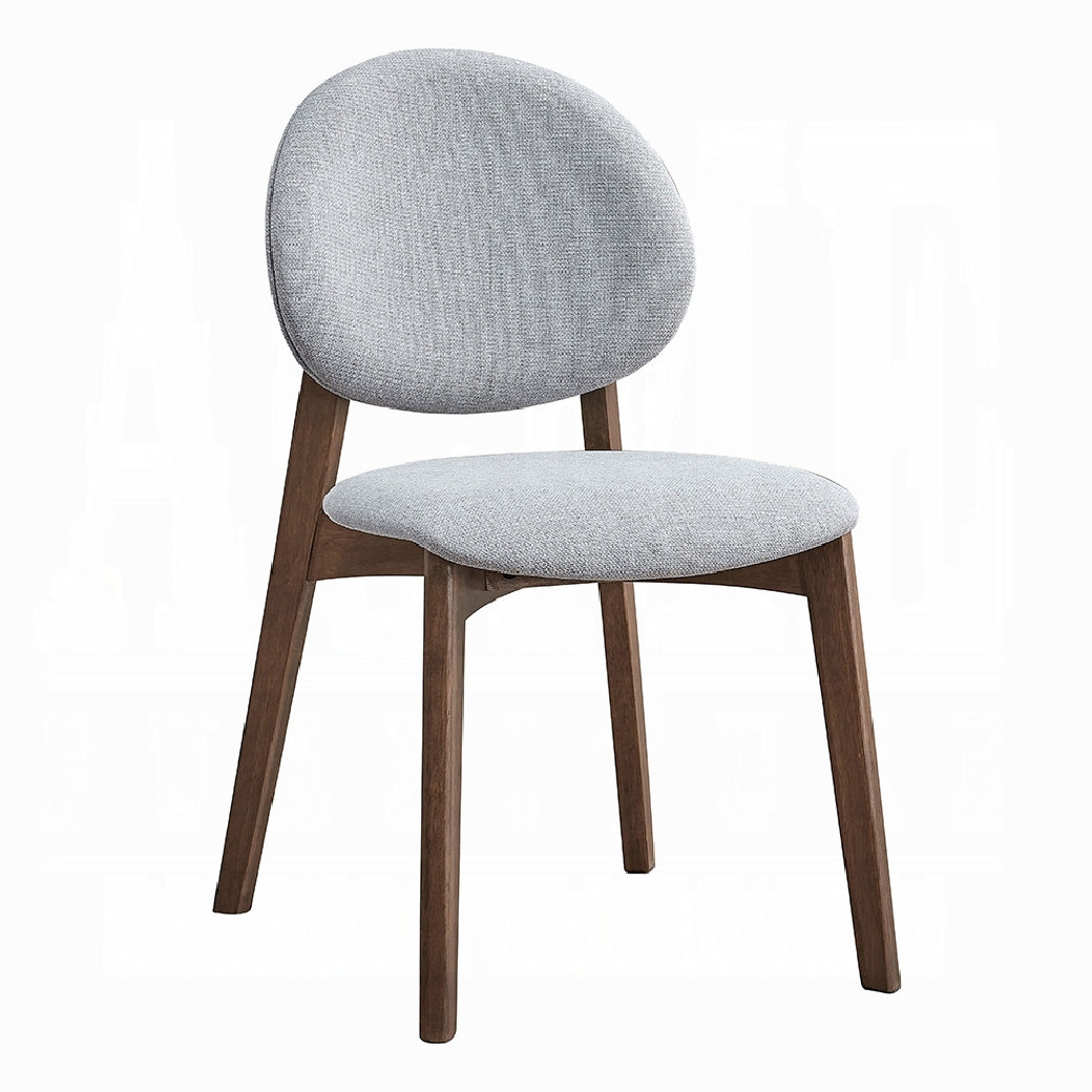 DN04165 5Pc Dining set Hadasa Collection Light Gray Linen & Walnut Finish Mid- Century Modern Style By Acme Furniture