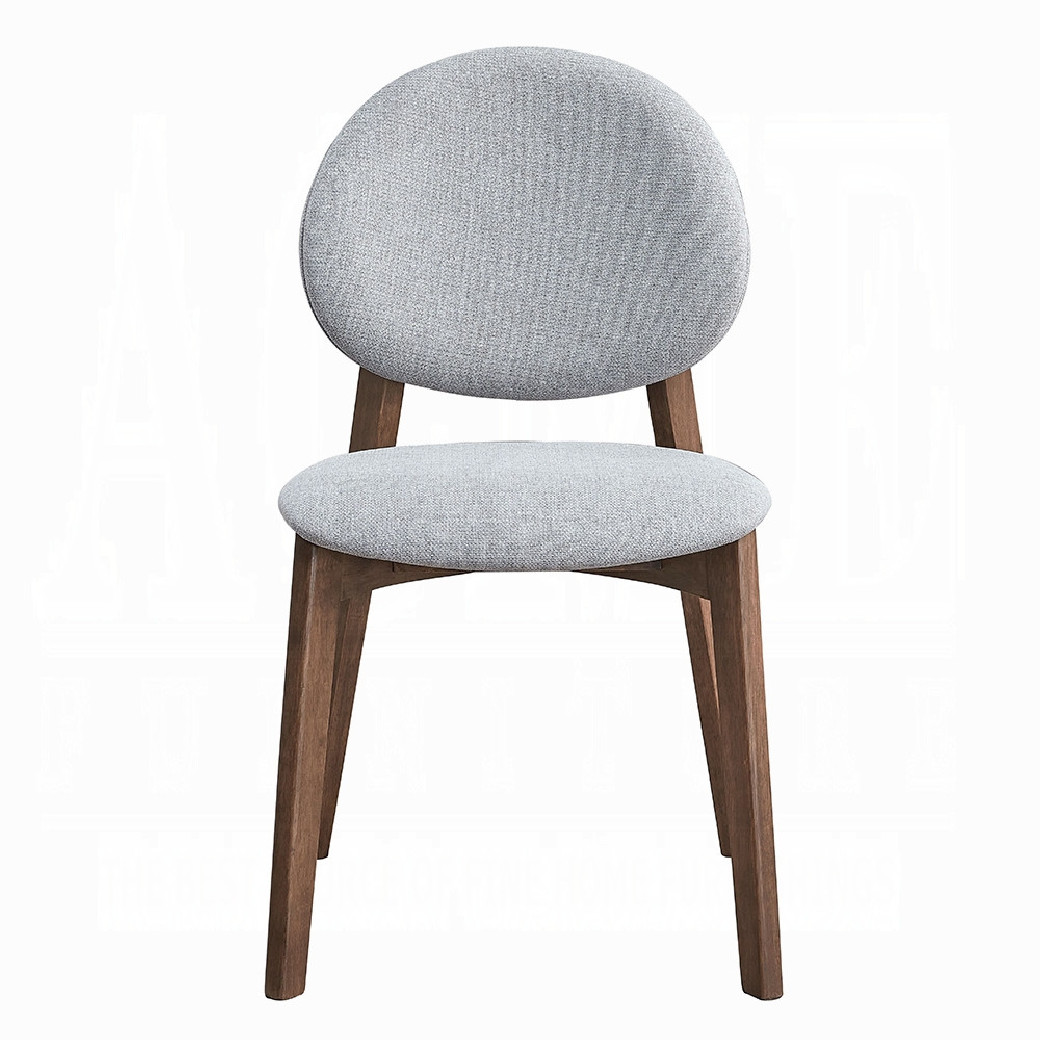 DN04165 5Pc Dining set Hadasa Collection Light Gray Linen & Walnut Finish Mid- Century Modern Style By Acme Furniture