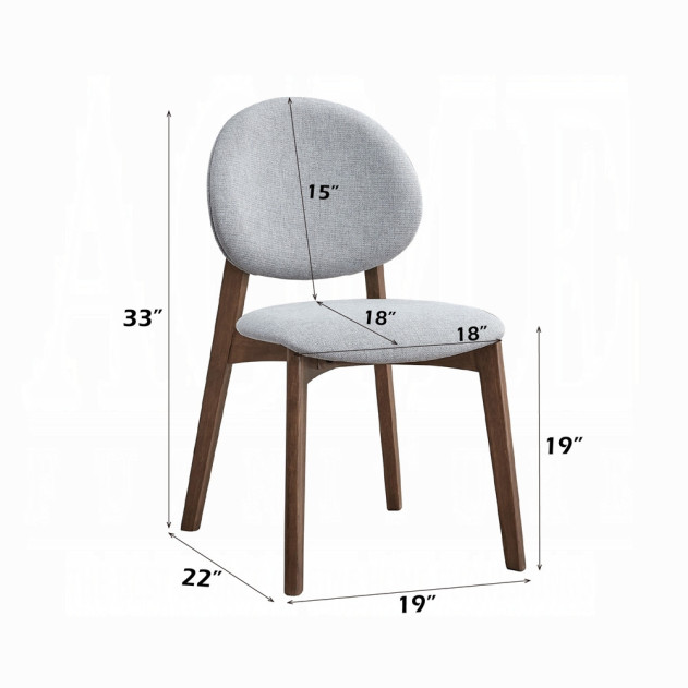 DN04165 5Pc Dining set Hadasa Collection Light Gray Linen & Walnut Finish Mid- Century Modern Style By Acme Furniture