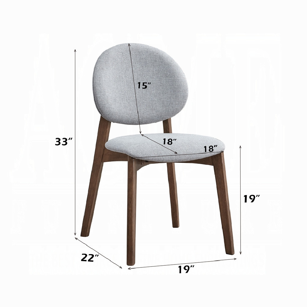 DN04165 5Pc Dining set Hadasa Collection Light Gray Linen & Walnut Finish Mid- Century Modern Style By Acme Furniture