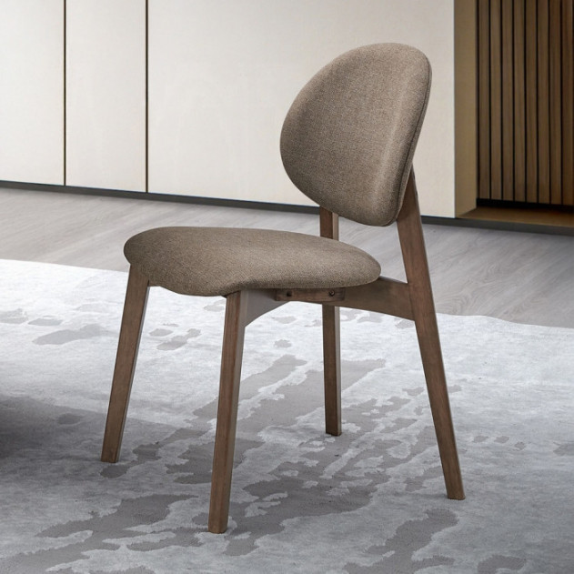 DN04165 5Pc Dining set Hadasa Collection Light Brown Linen & Walnut Finish Mid- Century Modern Style By Acme Furniture