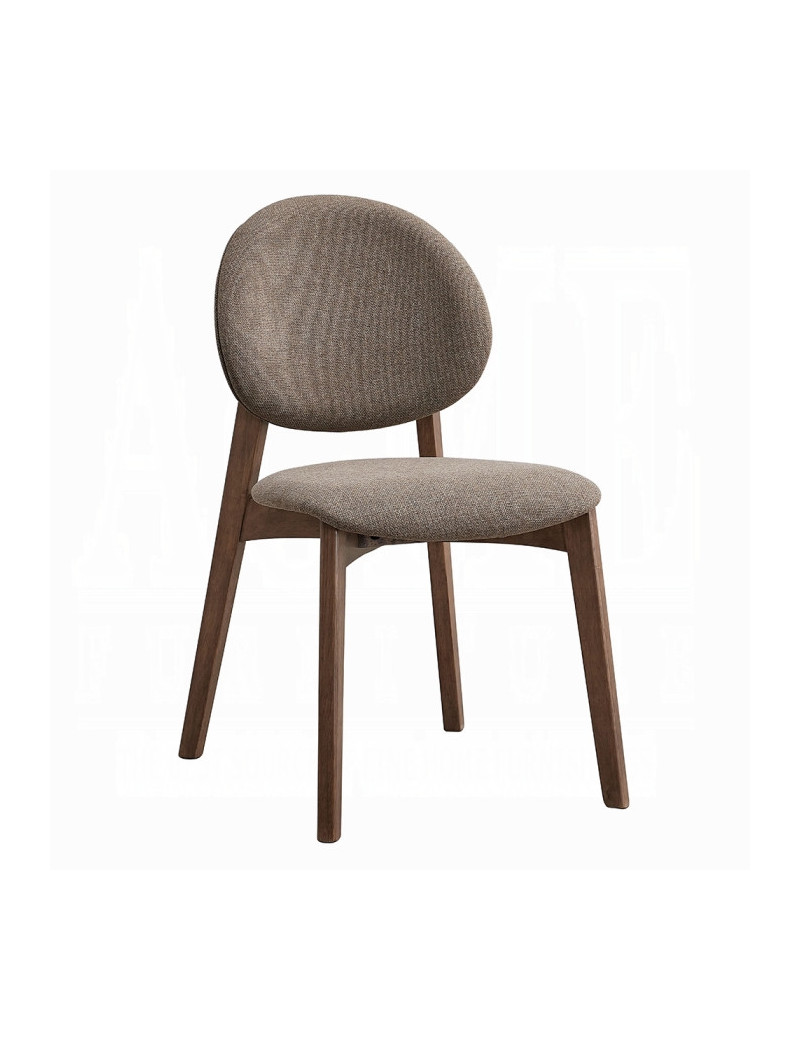 DN04165 5Pc Dining set Hadasa Collection Light Brown Linen & Walnut Finish Mid- Century Modern Style By Acme Furniture