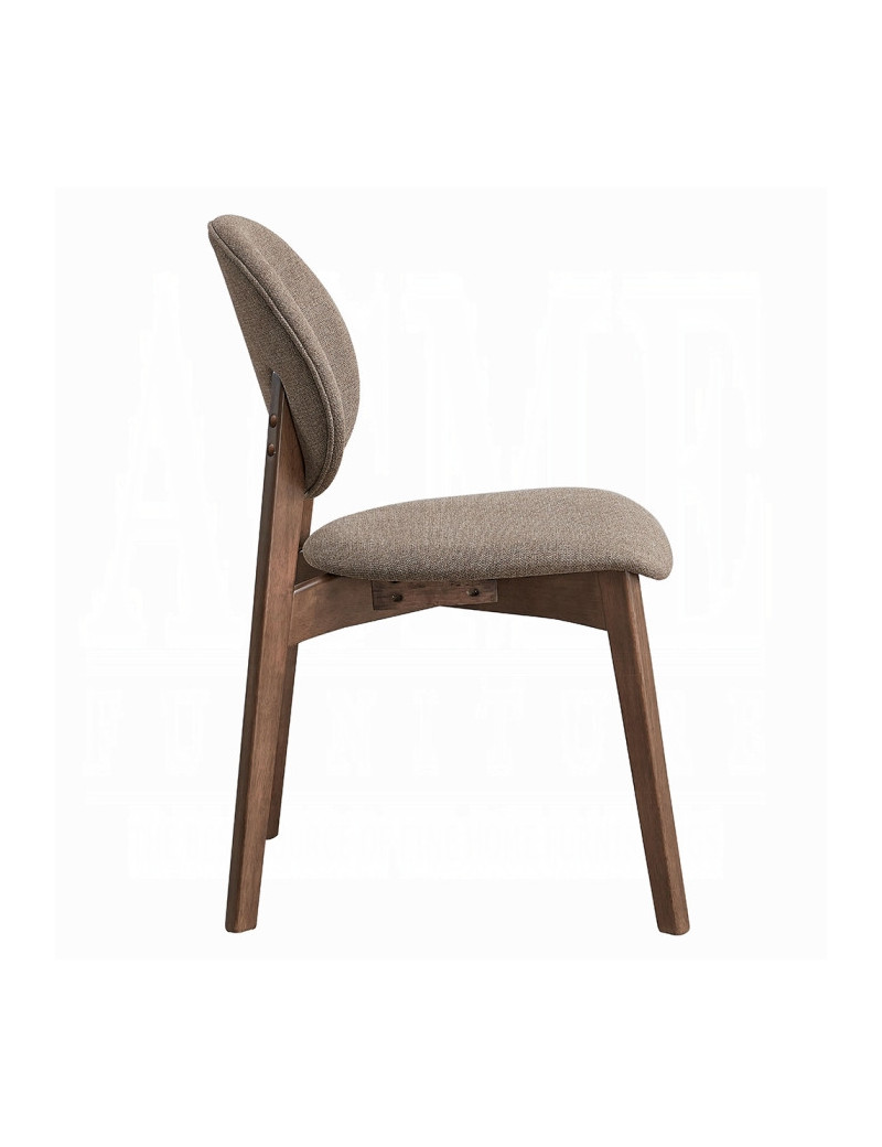 DN04165 5Pc Dining set Hadasa Collection Light Brown Linen & Walnut Finish Mid- Century Modern Style By Acme Furniture