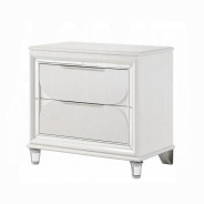 BD02317Q Queen Bed Set LED White Boucle & Pearl White Tarian Collection Glam Style By Acme Furniture