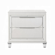 BD02317Q Queen Bed Set LED White Boucle & Pearl White Tarian Collection Glam Style By Acme Furniture