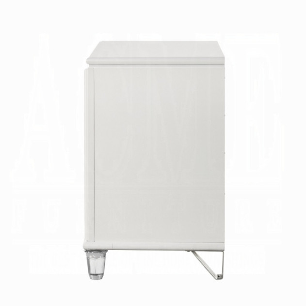 BD02317Q Queen Bed Set LED White Boucle & Pearl White Tarian Collection Glam Style By Acme Furniture