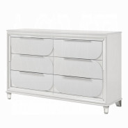 BD02317Q Queen Bed Set LED White Boucle & Pearl White Tarian Collection Glam Style By Acme Furniture