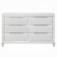 BD02317Q Queen Bed Set LED White Boucle & Pearl White Tarian Collection Glam Style By Acme Furniture