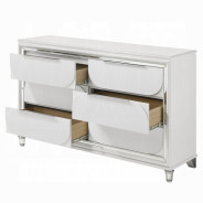 BD02317Q Queen Bed Set LED White Boucle & Pearl White Tarian Collection Glam Style By Acme Furniture