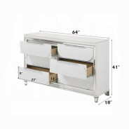 BD02317Q Queen Bed Set LED White Boucle & Pearl White Tarian Collection Glam Style By Acme Furniture