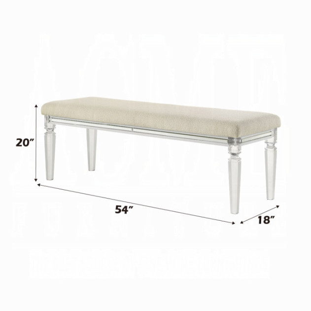 BD02317Q Queen Bed Set LED White Boucle & Pearl White Tarian Collection Glam Style By Acme Furniture