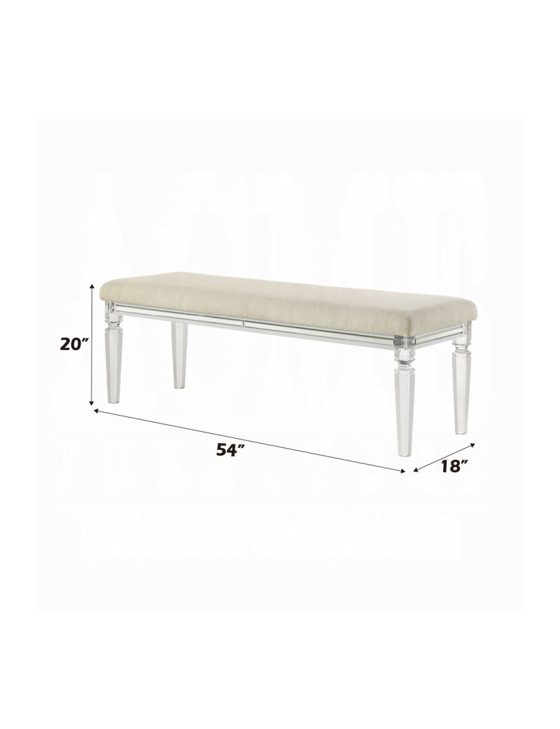 BD02317Q Queen Bed Set LED White Boucle & Pearl White Tarian Collection Glam Style By Acme Furniture