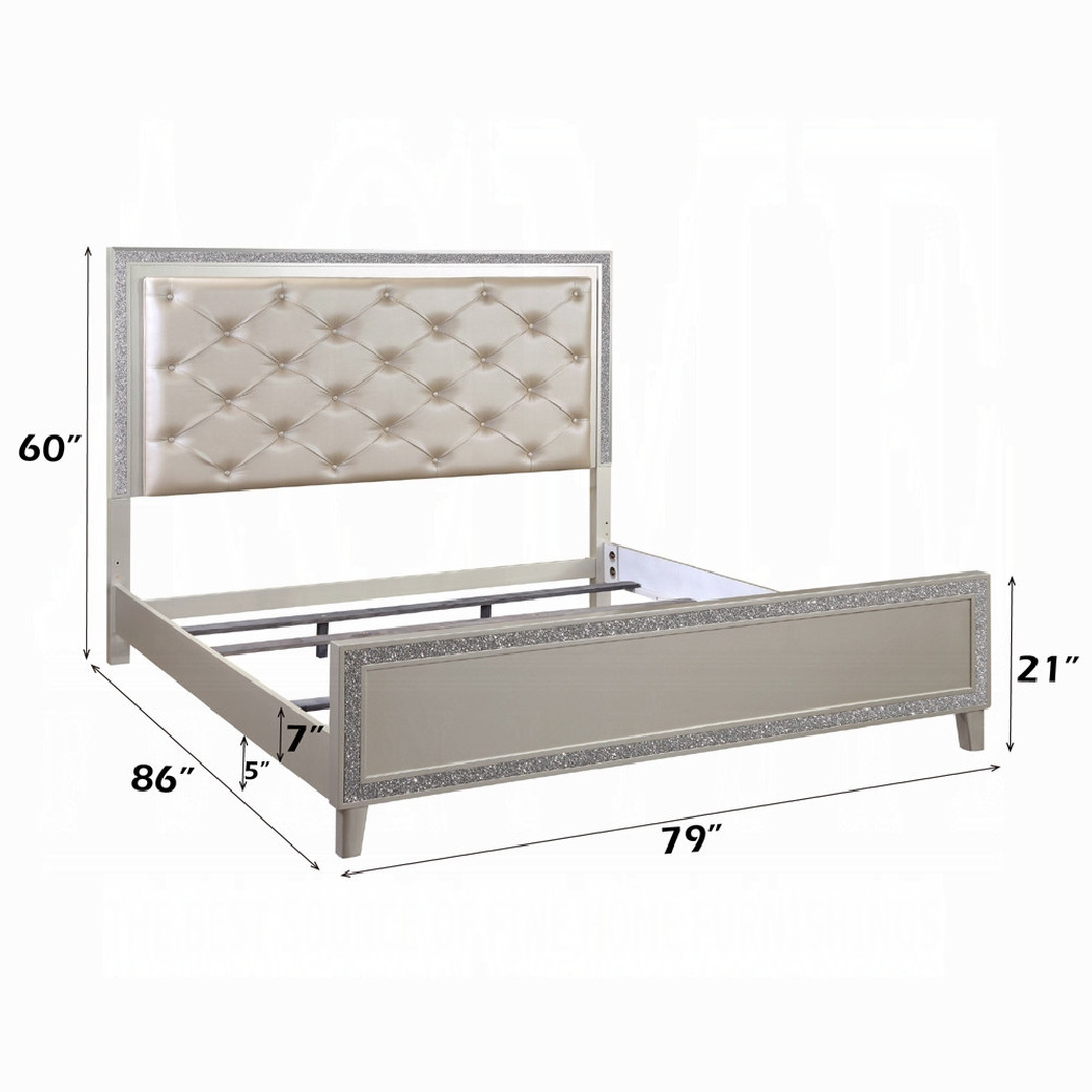 BD00241EK Sliverfluff EK Bed W/Led & Storage Glam Style By Acme Furniture