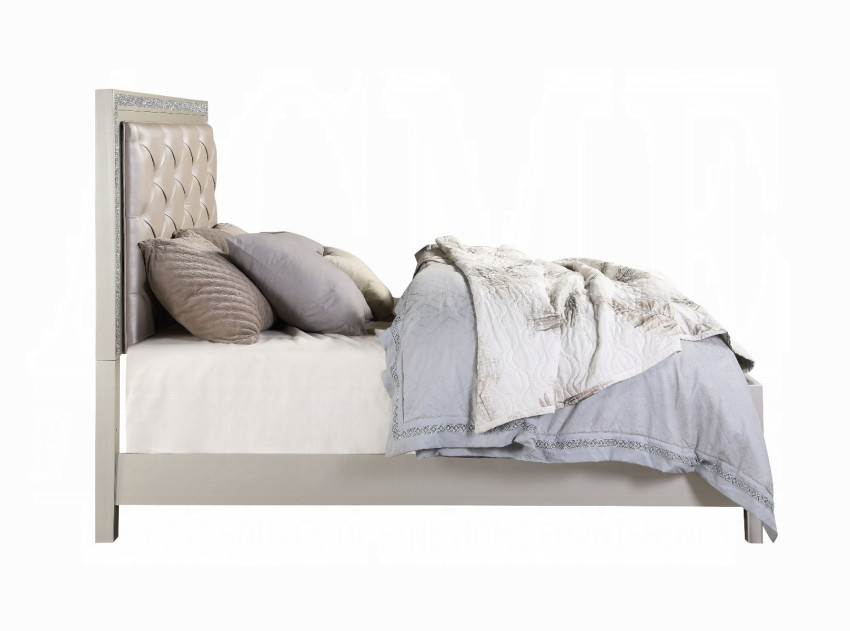 BD00241EK Sliverfluff EK Bed W/Led & Storage Glam Style By Acme Furniture