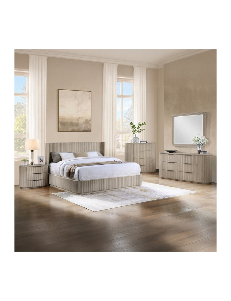 BD05432Q Queen Bed Light Oak Leanna Collection Contemporary Style By Acme Furniture