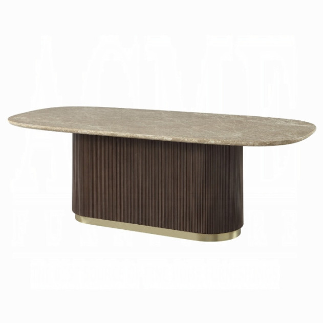DN07000 7Pc Dining Set Table w/Natural Marble Top Clayten Collection Mid-Century Modern Style by Acme Furniture