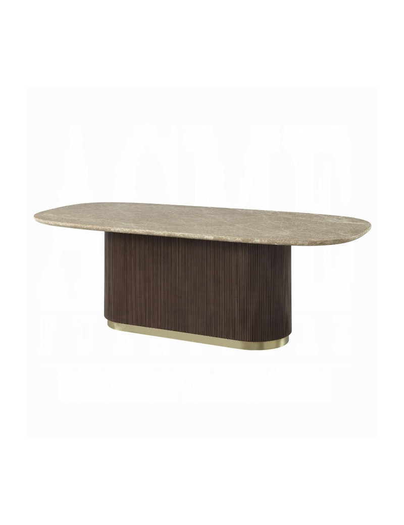 DN07000 7Pc Dining Set Table w/Natural Marble Top Clayten Collection Mid-Century Modern Style by Acme Furniture
