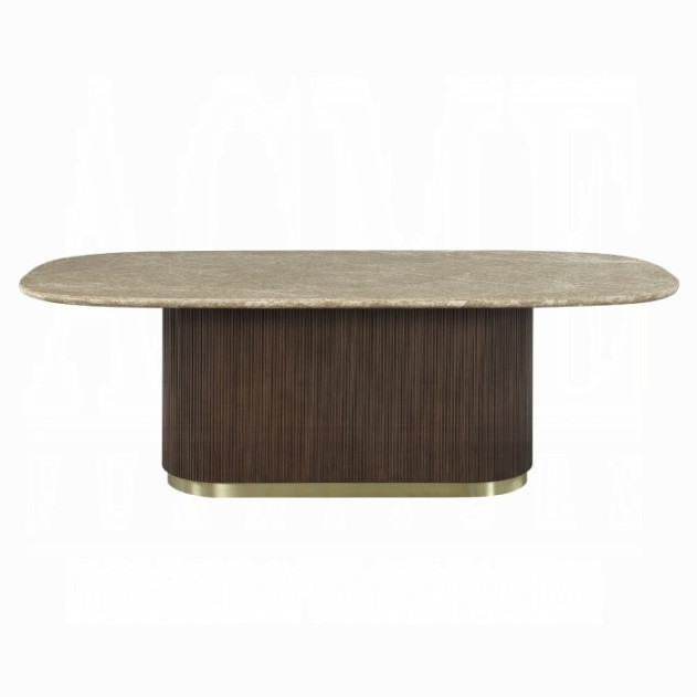 DN07000 7Pc Dining Set Table w/Natural Marble Top Clayten Collection Mid-Century Modern Style by Acme Furniture