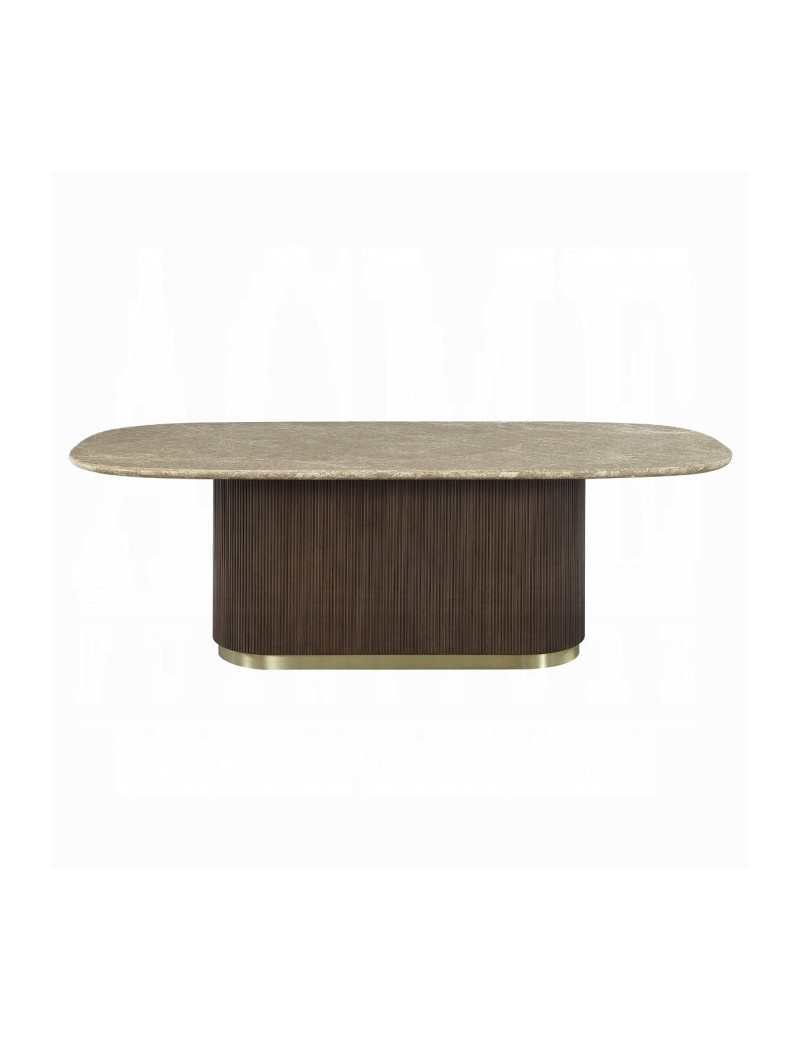 DN07000 7Pc Dining Set Table w/Natural Marble Top Clayten Collection Mid-Century Modern Style by Acme Furniture