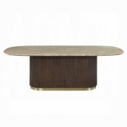 DN07000 7Pc Dining Set Table w/Natural Marble Top Clayten Collection Mid-Century Modern Style by Acme Furniture
